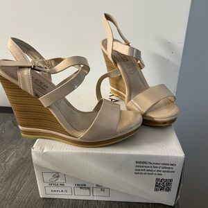 Elegant Nude Wedge Sandals
